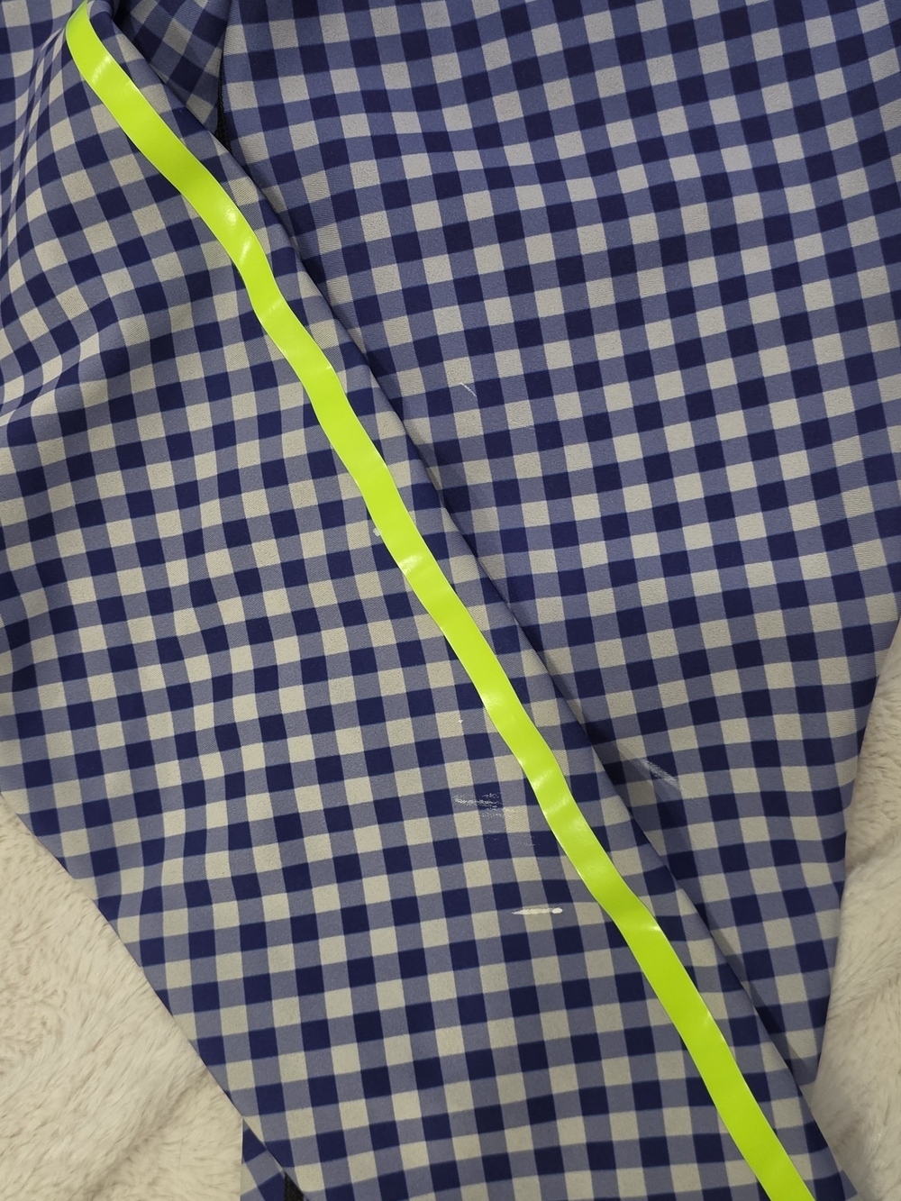 Blue Gingham High-Rise Leggings with Neon Lime Stripe - Picture 6 of 9